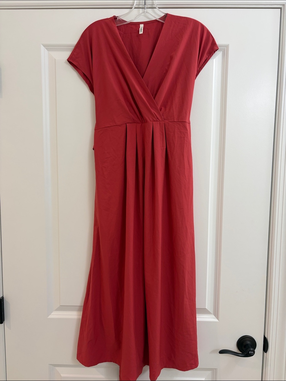 HALARA muted Red Wrap-Front Maxi Dress